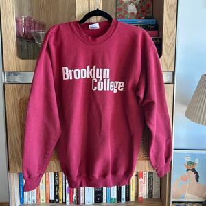 Vintage Maroon Brooklyn College Crewneck Sweatshirt Jumper Size Medium